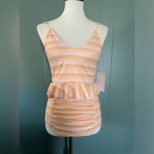 NWT Kortni Jeane,  2-piece swimsuit in Peachy Stripe